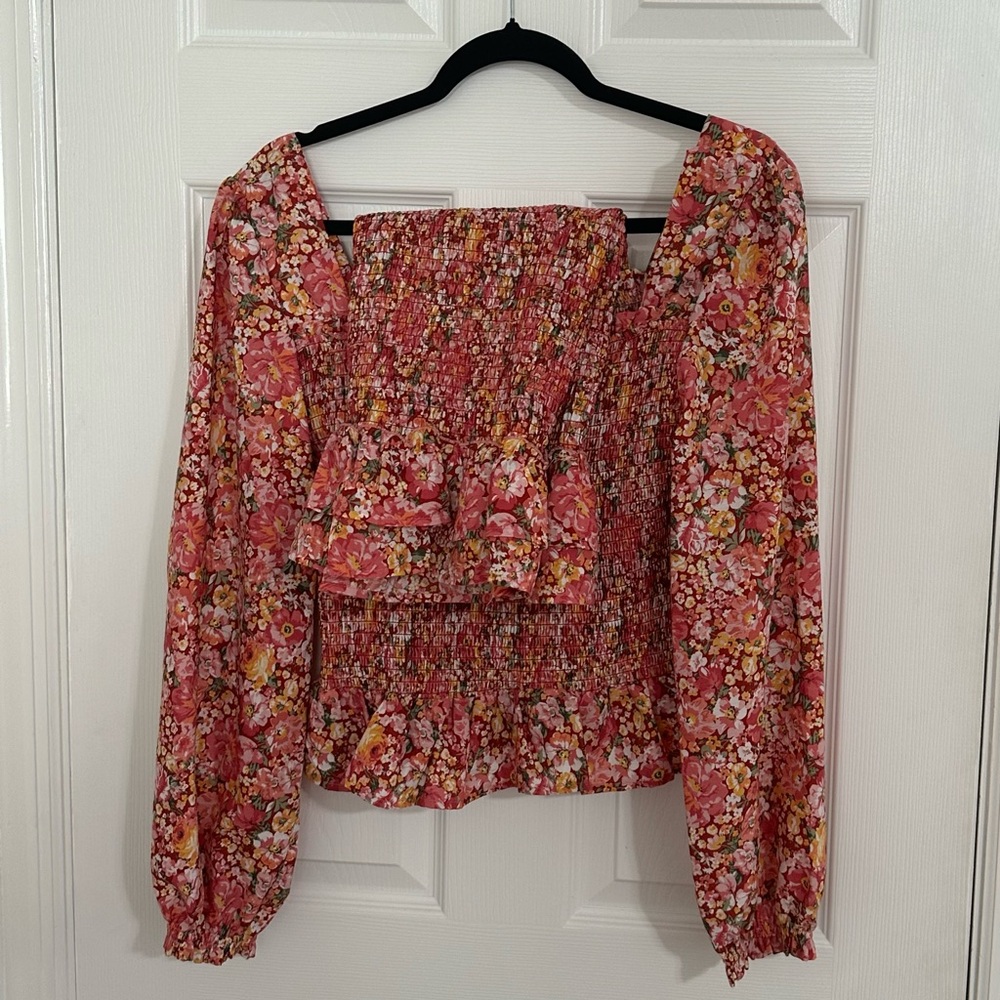 Crystal Doll: Floral Smocked Seersucker Top and Skirt Set! (2-Piece)